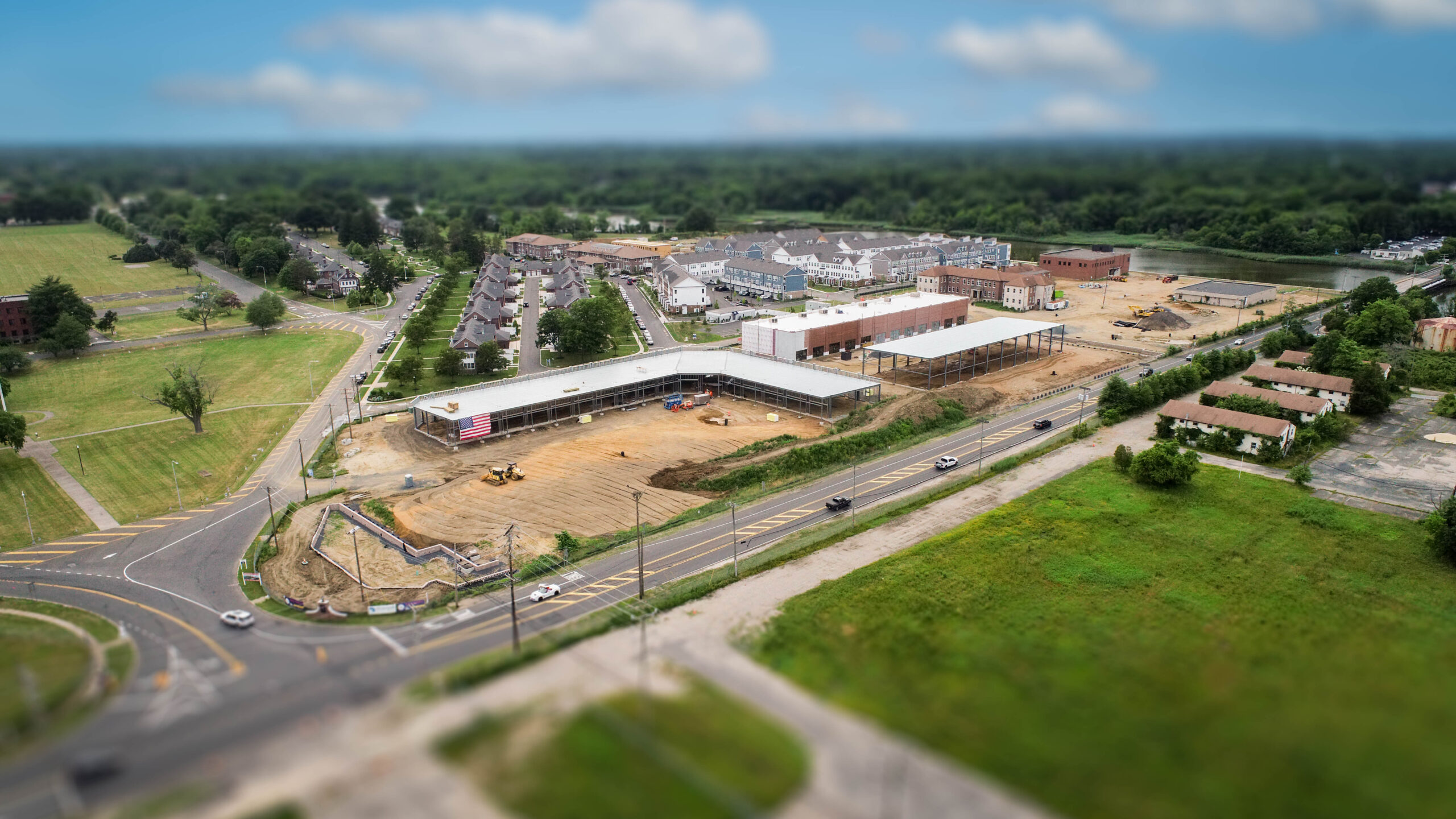 aerial view of the River Walk development at Ft Monmouth in Oceanport NJ